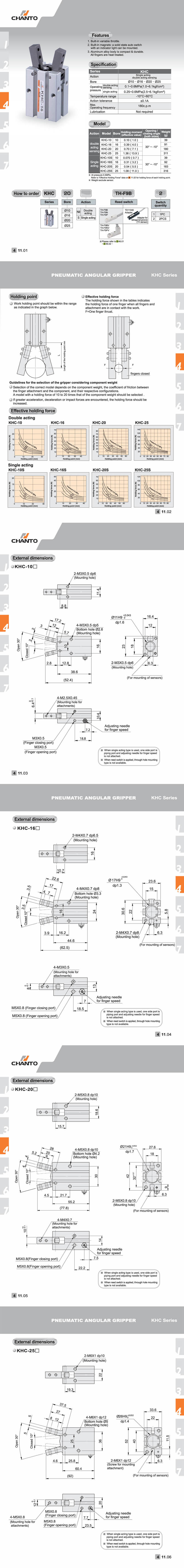 KHC Pneumatic Angular Grippers